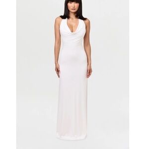 SMOOTH HALTER COWL MAXI DRESS